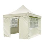 Dawsons Living Waterproof Heavy Duty Premium Garden Gazebo with Sides - Choice of Colours - 3m x 3m Pop Up Outdoor Garden Shelter - PVC Coated - Travel Bag and 4 Leg Weight Bags (Beige)