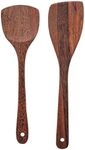 MyFurtive Wooden Spatulas - Eco-Friendly, Durable & Ergonomic Kitchen Utensils - Non-Scratch Cooking Tools for Stirring, Flipping & Serving - Set of 2 (12.8” & 12”)