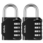 ORIA Combination Padlock, Combination Lock, Locker Lock, 4 Digit Combo Lock for Gym, School, or Sports Locker, Toolbox, Hasp Cabinet (2 Pack, Black)