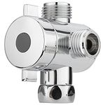 3-Way Shower Diverter Valve, G1/2 Inch T-Adapter Valve Connector, One Inlet and Two Outlets Brass for Bath Toilet Three Way Separator Holes Fit Many Faucet Attachments (Silver)