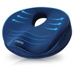 SAHEYER Donut Pillow for Tailbone Pain Relief and Hemorrhoids, Memory Foam Donut Cushion for Sciatica Nerve, Seat Cushion Butt Pillow for Men Women at Home Office Chair Car Long Sitting Comfort, Blue