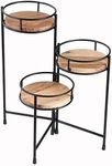 BIRDROCK HOME 3-Tier Plant Stand - Acacia Wood Plant Holder - Adjustable Collapsible Design - Display Shelves for Pots - Space-Saving Stand with Rubber Feet Protectors - Indoor/Outdoor Plant Organizer