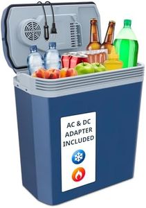 Ivation Electric Cooler & Warmer with Handle | 24 L Portable Thermoelectric Fridge for Vehicles & Trucks| 110V AC Home Power Cord & 12V Car Adapter for Camping, Travel & Picnics