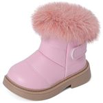 MK MATT KEELY Girls Snow Boots Kids Winter Outdoor Waterproof Boots Toddler Walking Shoes with Anti-Slip Rubber Sole,Pink,6 UK Child