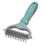 Navaris Pet Fur Dematting Comb - Grooming Undercoat Remover Dog Brush - Cat Hair Deshedding Tool for Small Medium Large Pets with Long or Short Hair