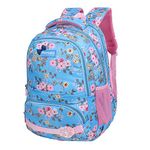 BEAUTY GIRLS By Hotshot Women's 1531 Floral Series Premium School Bag 30 Liter Standard Backpack With 3 Large Compartment Designer Stylish Waterproof Bag With Organizer [Blue]