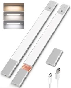 EZVALO Under Cabinet Lighting,3 Color Temperatures Motion Sensor Lights,48LED Detachable Battery Powered Operated Dimmable Closet Lights 20 inches-2Pack