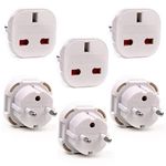 EU Travel Adapter - UK to European Plug Adapter - Travel Plug Converter UK to EU Type C, E, F for Spain, France, Russia, Italy, Germany, Portugal, Turkey & more (White)