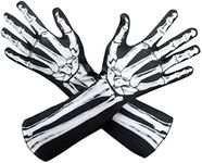 AXBXCX Skeleton Full Finger Wrist Bone Gloves Halloween Long Arm Length Dance Gloves, Black