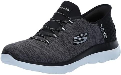 Skechers Women's Hands Free Slip Ins Summits Dazzling Haze Sneaker, Black White, 8