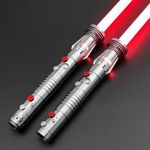 Kolulere Light Saber, Heavy Dueling Lightsabers 2 Pack, 12 RGB Colors 16 Sound Fonts with Metal Hilt Double-Bladed Light Saber Smooth Swing Motion Control 2 in 1 Light Sabers for Adults