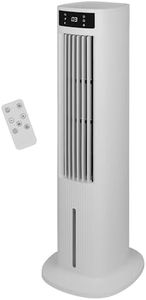 Russell Hobbs Tower Fan in White Electric Air Cooler Pedestal with Remote Control, Tall Standing, Humidification Setting, 3 Speed Settings, Oscillating Function with 2 Year Guarantee RHCLT5L