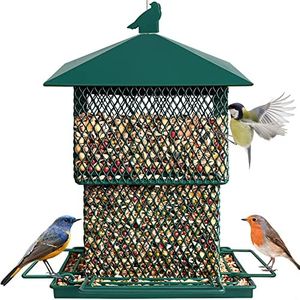 Bird Feeders for Outside Wild Birds, Metal Bird Feeder for Outdoors Hanging, Retractable 6.2 LB Seed Large Capacity Bird Feeders for Garden (Green)