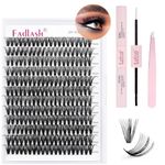 FADLASH DIY Lash Extension Kit Individual Lashes Cluster D Curl Eyelash Extension Kit with Lash Bond and Seal and Lash Applicator Tool for Self Application at Home (40D-0.07D-12-18MIX KIT)