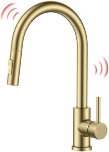 FORIOUS Gold Touch Kitchen Faucet with Pull Down Sprayer, Single Hole Kitchen Sink Faucet with Deck Plate, Touch Activated, Single Handle High Arc Stainless Steel, Fit for RV Bar Farmhouse Laundry