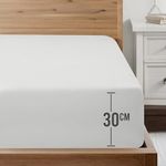 Utopia Bedding King Fitted Sheet, White - 12 Inch (30cm) Deep - Easy Care - Soft Brushed Microfibre Fabric - Shrinkage and Fade Resistant - Bottom Sheet