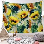 LIGICKY Yellow Sunflowers Tapestry Wall Hanging, Plant Printed Boho Wall Art Tapestries Home Decor for Living Room Bedroom Dorm, 59.1" x 51.9"