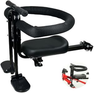 Kids Bike Seat with Safety Guardrail, Detachable Front Mounted Child Bicycle Seats with Foot Pedals for Children 2~5 Years, Compatible with All Adult Mountain Bikes