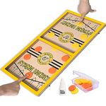 WHISTLE INTERNATIONAL 24" Professional Large Size Fast|Faster|Fastest Finger First String Hockey Sling Puck Indoor Board Games & Toys For Kids Children Adults & Family (Yellow)