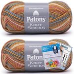 Patons Kroy Socks Yarn, 2-Pack, Mid Century Stripes Bundle with Bella's Crafts Stitch Markers