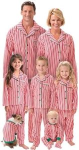 PajamaGram Matching Family Christmas Pajamas - Candy Cane Fleece, Red, Kids, 12