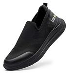 FitVille Men's Extra Wide Slip-On Walking Shoes Casual Loafers for Flat Feet Plantar Fasciitis - BriskWalk (Black, 11 X-Wide)