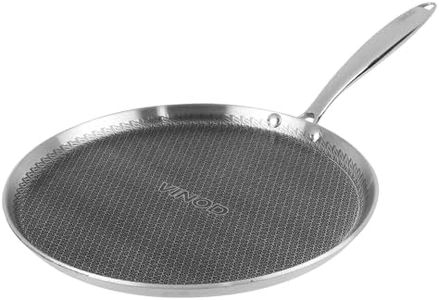 Vinod Platinum X Tri ply Stainless Steel Induction Friendly Flat Dosa Tawa 31 cm, Non Stick Tawa with Honeycomb Coating Inside, Silver Black