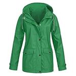 YZHM Womens Lightweight Jackets Casual, Waterproof Jackets for Women Rain Coats with Hood Outdoor Windbreaker Hiking Jackets, Rain Jackets for Women Waterproof, Windbreaker Jackets Green