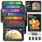 Shuttle Art 174 Colours Professional Colouring Pencils, Soft Core Coloured Pencils Set with 1 Colouring Book,1 Sketch Pad, 4 Sharpener, 2 Pencil Extender, Artists Kids Adults Colouring, Drawing