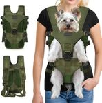 YUDODO Pet Dog Front Carrier Backpacks Multiple Adjustable Small Dog Chest Carrier Legs Out Easy-Fit Dog Travel Backpack Carrier for Hiking Camping for Small Medium Dogs Cats and Rabbit (M,Army Green)