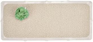 mDesign Plastic Soft Textured Loofah Nonslip, Quick Drying Cushioned Safety Large and Thin Bath Mat with Secure Suction Cup Bottom for Bathroom, Shower, or Tub - Natural/Tan