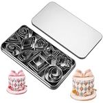 Mini Cookie Cutter Shapes Set - 30 Tiny Stainless Steel Stamps of Geometric Shapes Cookie Cutters-Heart Star Flower Round Square Hexagon Oval Diamond Biscuit Cutters