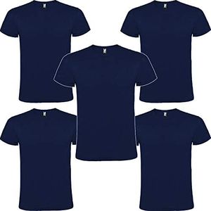 Camiseta Hombre Manga Corta | Pack 5 | Algodón | Cuello Redondo (Azul Marino, L)