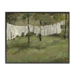 Stupell Industries Soothing Yard Clothesline Scene Giclee Framed Wall Art, Design by Lettered and Lined