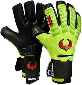 Renegade GK Eclipse Nova Professional Goalie Gloves with Pro-Tek Fingersaves | 4mm EXT Contact Grip | Neon Yellow & Red Soccer Goalkeeper Gloves (Size 10, Adult, Negative Cut, Level 5)