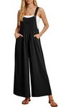 IWOLLENCE Jumpsuit for Women Wide Leg Overall Women's Dungarees with Adjustable Straps and Pockets Maternity Jumpsuit Black Medium