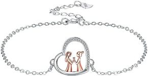 J.MUEN Sister Bracelet 925 Silver for Women Heart Bracelet for Sisters Best Friend Friendship Jewellery Gifts, 17+4cm