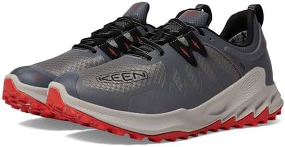 KEEN Men's Zionic Low Height Waterproof All Terrain Hiking Shoes, Steel Grey/Poppy Red, 10.5