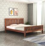 Sleepowell MMM Sheesham Wood Foster Dandi HF Queen Size Bed Without Storage Solid Wood Palaung for Bedroom (72X60 Mattress Size Bed, Natural Finish)