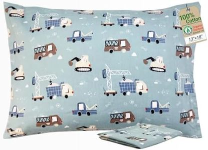 ZPECC Toddler Pillow with Pillowcase - 13x18 Organic Cotton Hypoallergenic Small Kids Travel Pillow for Sleeping Crib Daycare Nursery Stroller (Intended for Age 2 and up) Truck