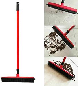 Rubber Broom for Dog Cat Pet Hair Car Windows Handle Sweeper Squeegee Floor (Red)