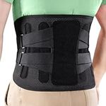 HLGO Lower Back Support Belt with Strong Metal Stays, Lumbar Brace for Pain Relief from Scoliosis & Sciatica and Injury Prevention from Heavy Lifting, Adjustable and Breathable (Waist 41"-45.5")