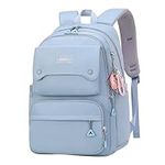 Solid Color School-Bags Backpacks for Teens Girls, Multi-pocket Elementary Girls Bookbags,Lightweight Casual Daypack