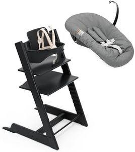 Stokke Tripp Trapp High Chair², Black (Includes Chair & Baby Set) with Newborn Set (Anthracite) - Safe, Adjustable, Ergonomic Design