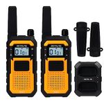 Retevis RB648 Walkie Talkie, Waterproof Two Way Radio IP67, Fallproof, Dustproof, Advanced Triple Proof, Dual PTT, 2000mAh Type C, Vibration SOS Walkie Talkies for Outdoor (2 Pack, Yellow)