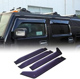 in-Channel Side Window Deflectors for Hummer H2 2003 2004 2005 2006 2007 2008 2009 Accessories, Tape-On Smoke Side Window Deflectors, Outside Car Door Window Visor Kit, Rain Guards Mount, ABS