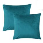 Imperial Rooms Cushion Covers 45 x 45 cm Pack of 2 Square Throw Velvet Pillow Cases Bedroom Decor Cushion for Sofa Living Room Car (Teal, 18 x 18 Inch)