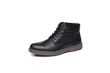 TOP STAKA Men's Boots, Leather Lace Up Winter Shoes for Work, Travel, Business, Casual Shoes Black