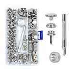 Maerd 152Pcs Canvas Snap Kit with Tool, Stainless Steel Screw Boat Canvas Snaps Fastener Heavy Duty Metal Marine Button 3/8" Socket with Setting Tool for Boat Cover Furniture