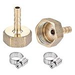 sourcing map Brass Barb Hose Fitting Connector Adapter 6mm Barbed x G3/8 Female Pipe with 6-12mm Hose Clamp 2Set